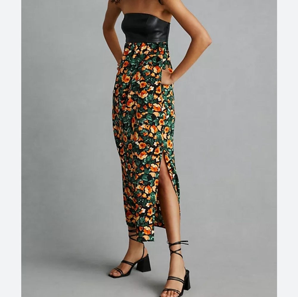 Mare Mare + Anthropologie Faux Leather Strapless Maxi Dress Size XS